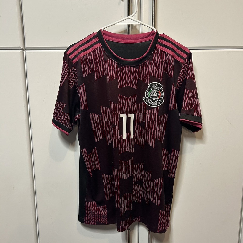 Mexico National Team Hurtado 11 Soccer Jersey Black Pink Pattern Mens Small B717